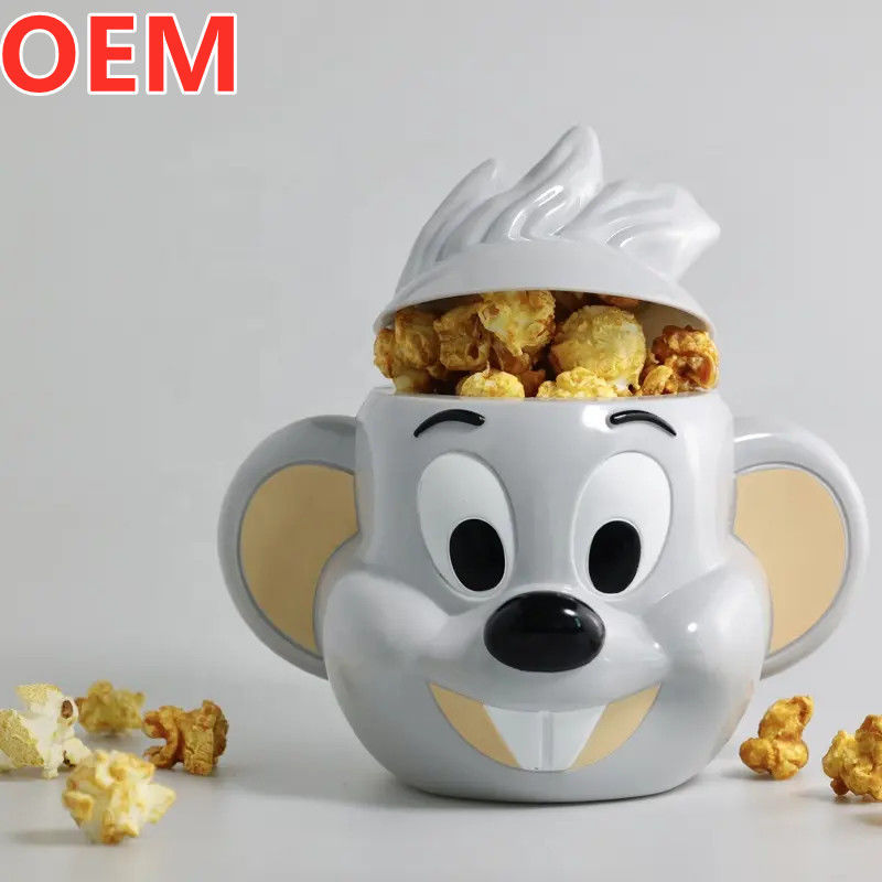 사용자 지정 크리에이티브 만화 팝콘 버킷 OEM 디자인 3d 플라스틱 팝콘 버킷 컨테이너