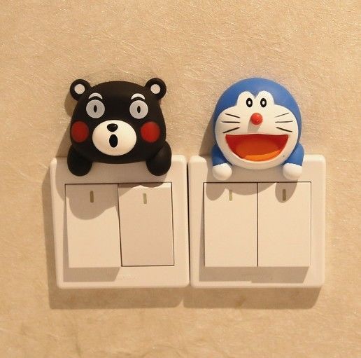 Kt Cat 만화 스위치 커버 룸 장식 3D 켜고 끄는 스위치 스티커 스위치 출구 벽 스티커