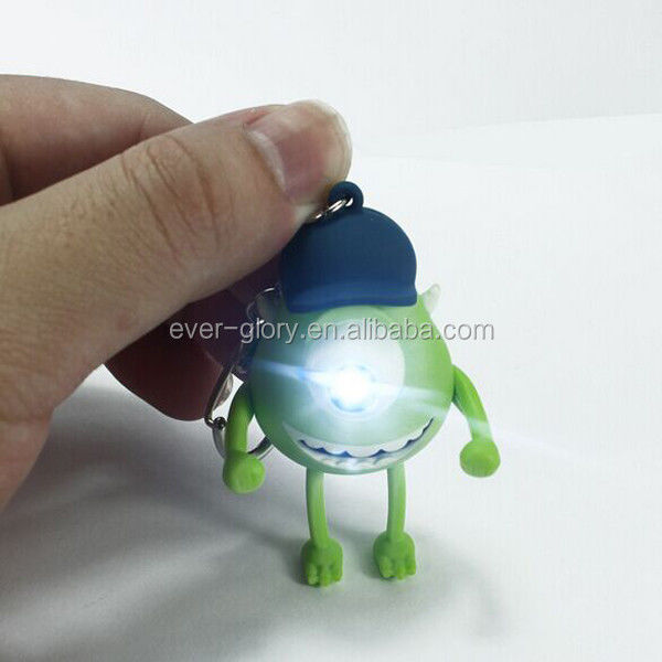 사용자 지정 비닐 장난감 3D LED 만화 키 체인 액세서리 가방용 플라스틱 키 링