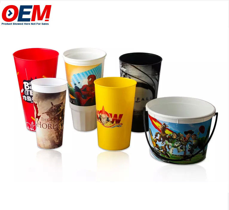 OEM 좋은 품질의 컨테이너 맞춤형 인쇄 플라스틱 만화 팝콘 버킷 튜브 컵 (뚜껑 포함) 프로모션용