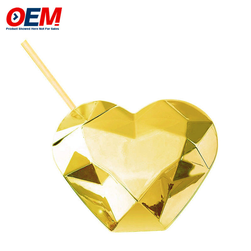 맞춤형 PP Double Wall Cup With Straw OEM Sweet Heart 450ml 플라스틱 물컵