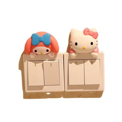 Kt Cat 만화 스위치 커버 룸 장식 3D 켜고 끄는 스위치 스티커 스위치 출구 벽 스티커